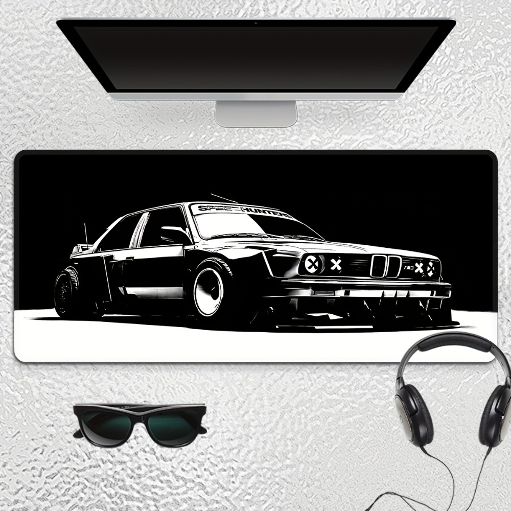 Desk Setup Black And White - Alas Mouse Gaming Mobil Besar Hitam