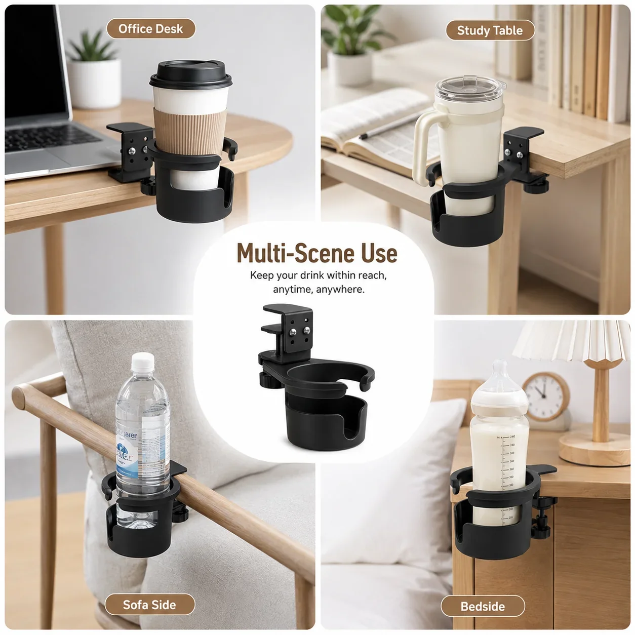 Desk Setup Tips - Penjepit Tempat Gelas Putar Hemat-Ruang, Penyangga