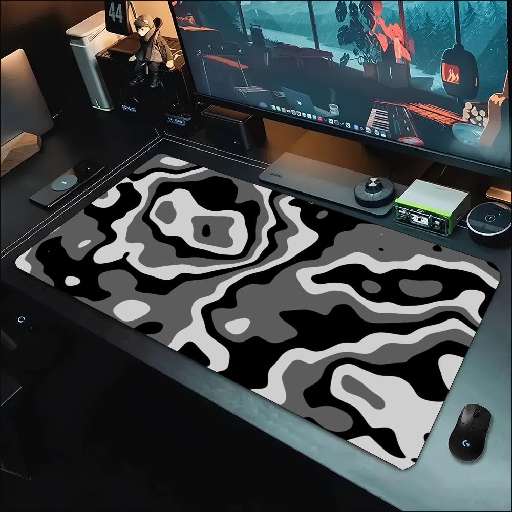 Alas Meja Abu-abu Putih dengan - Desk Setup Gaming And Work ulasan dan harga