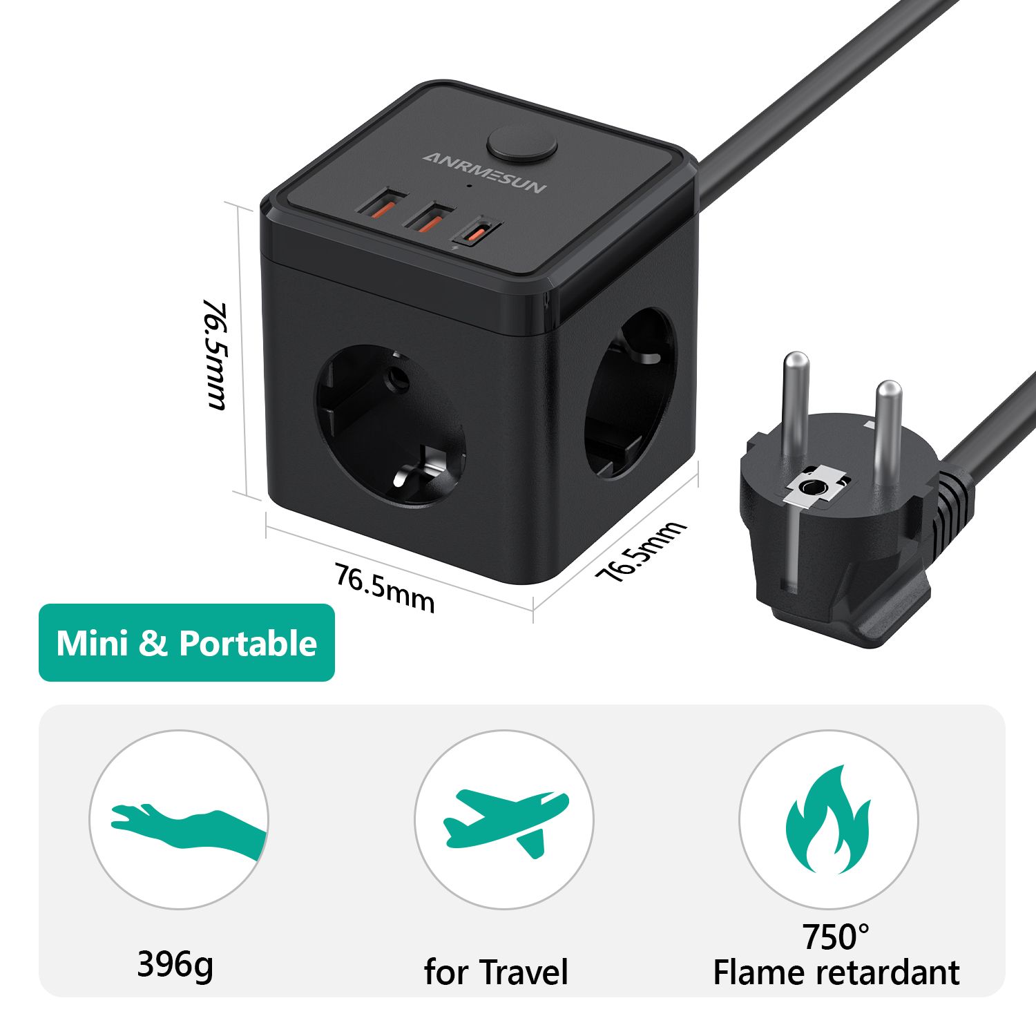 Stop Kontak Dinding 6-in-1 den - Power Strip Flat ulasan dan harga