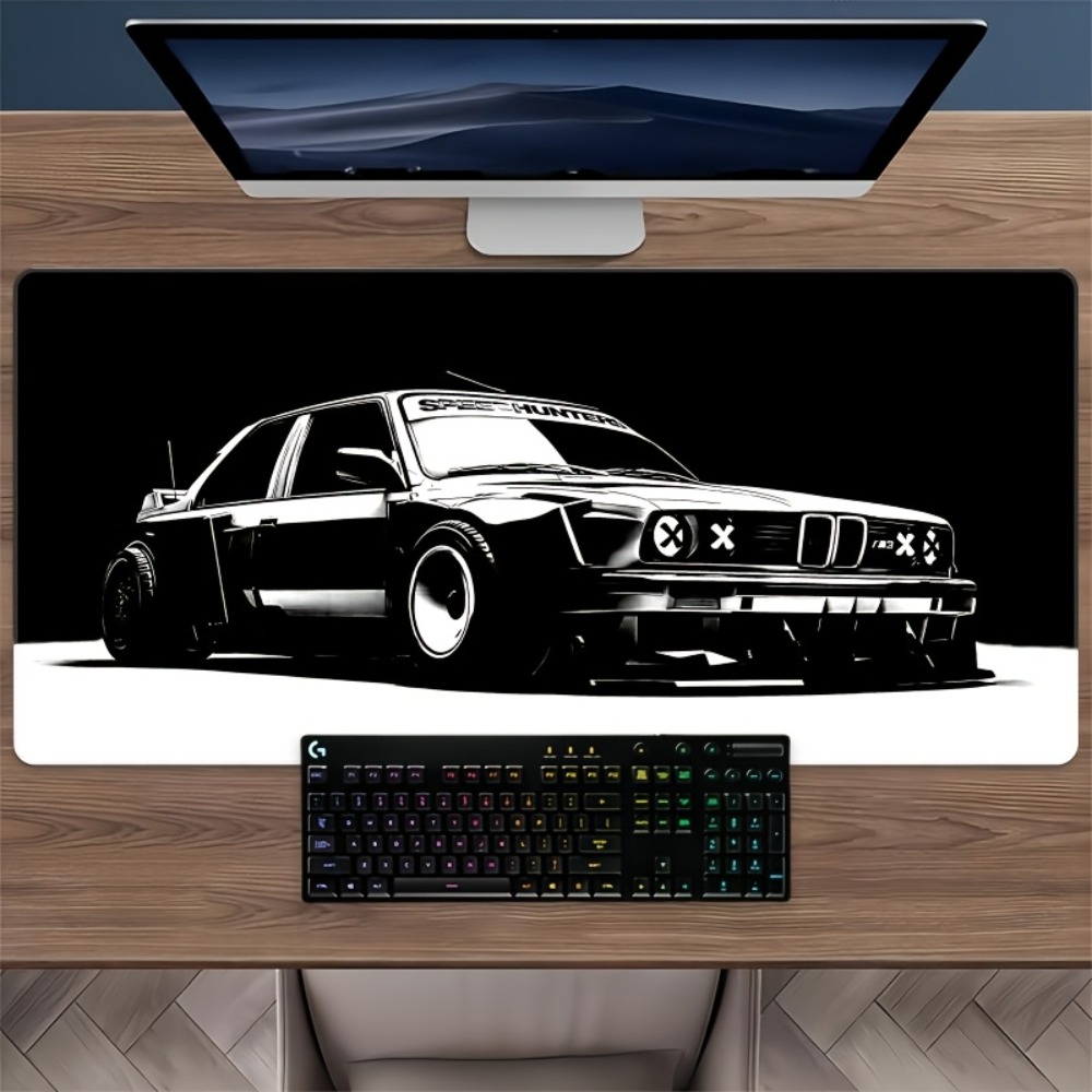 Alas Mouse Gaming Mobil Besar  - Desk Setup Black And White ulasan dan harga