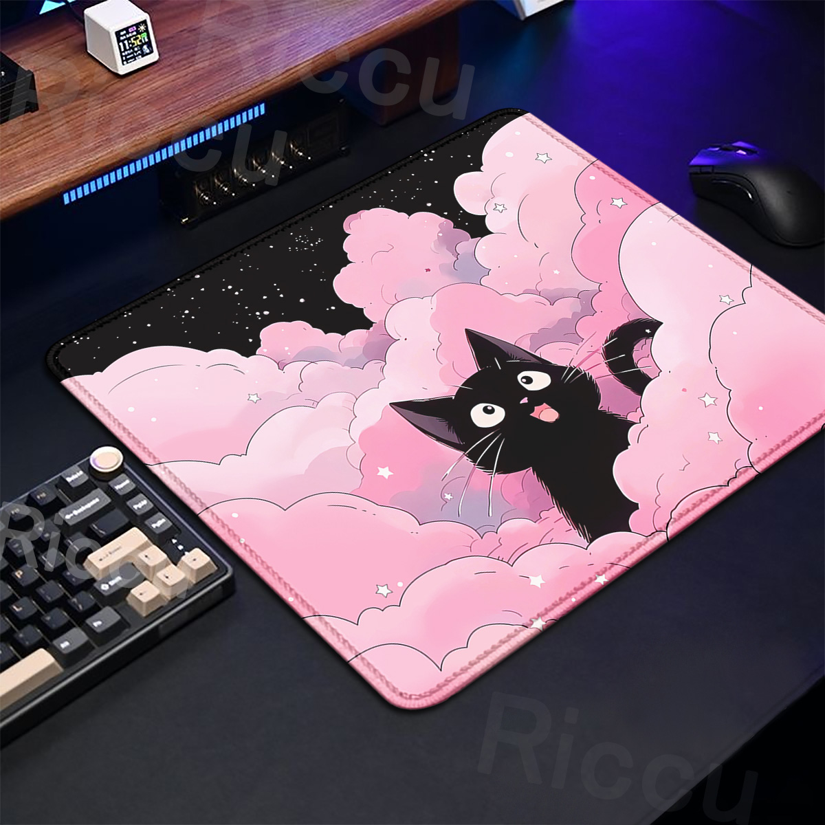 Mousepad kucing hitam Lucu 18x - Korean Desk Setup ulasan dan harga