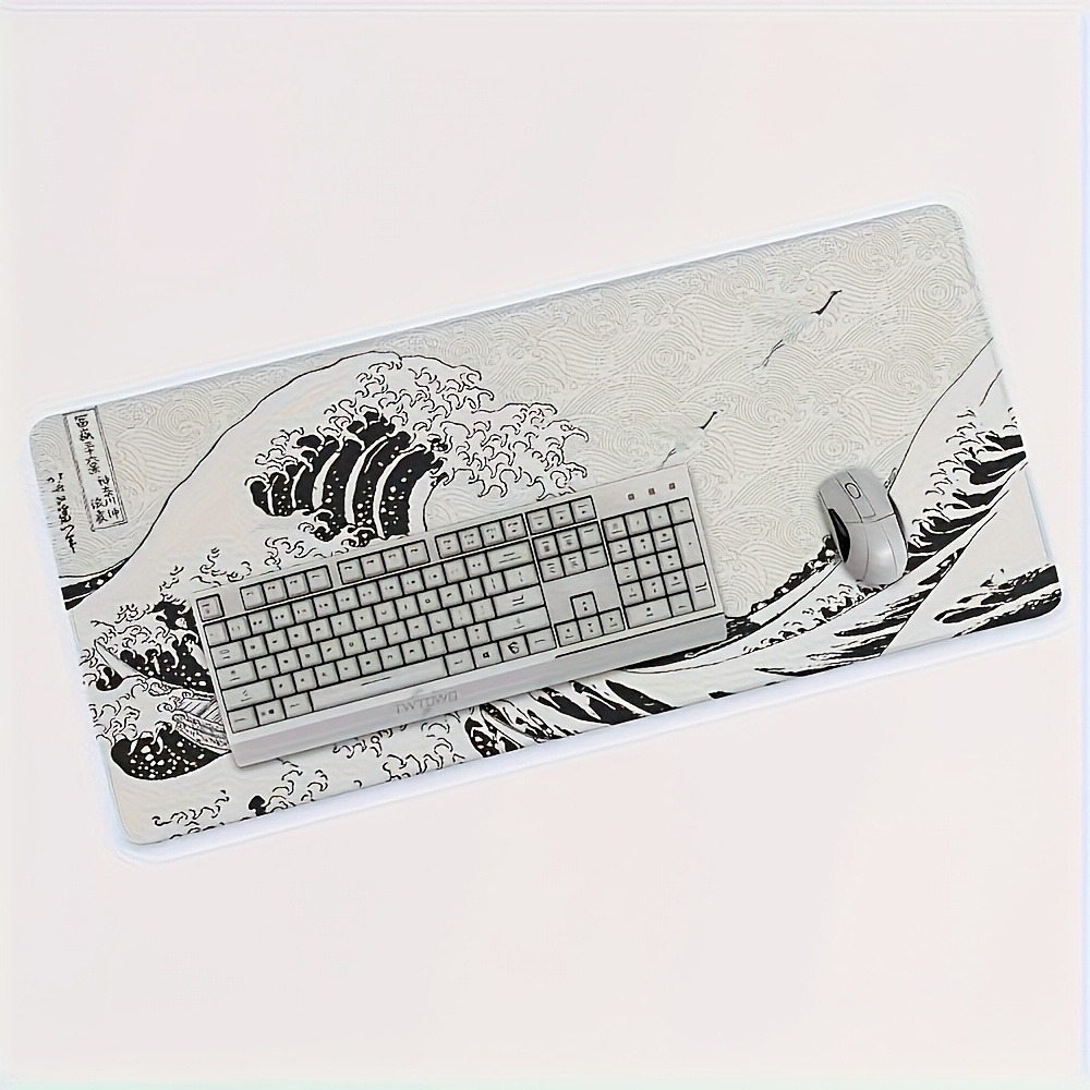 Alas Meja XXL Seni Gelombang H - Desk Setup Black And White ulasan dan harga