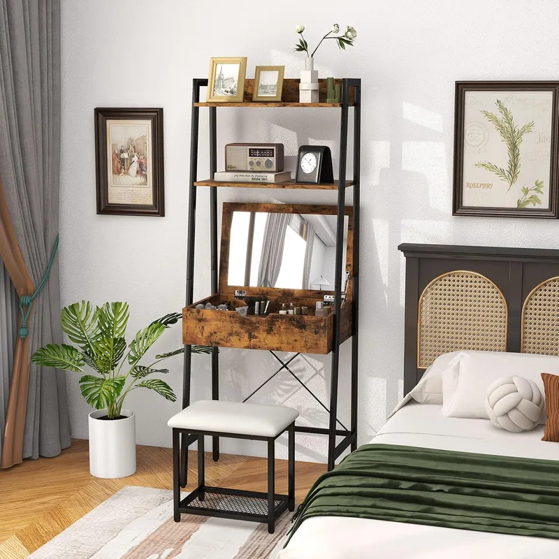 Set Meja Rias dengan Tangga da - Desk Setup Small Space ulasan dan harga