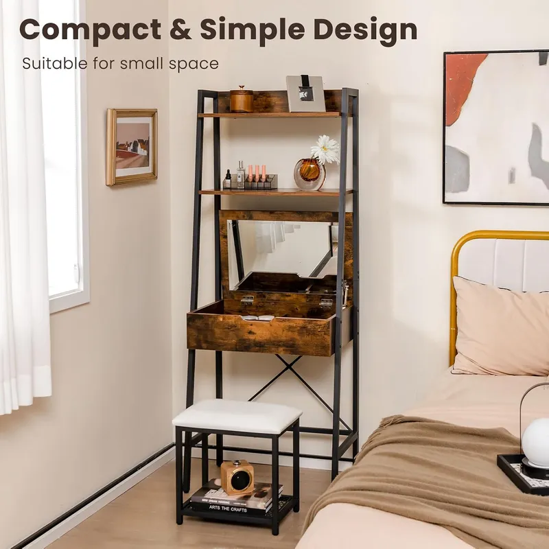 Set Meja Rias dengan Tangga da - Desk Setup Small Space ulasan dan harga