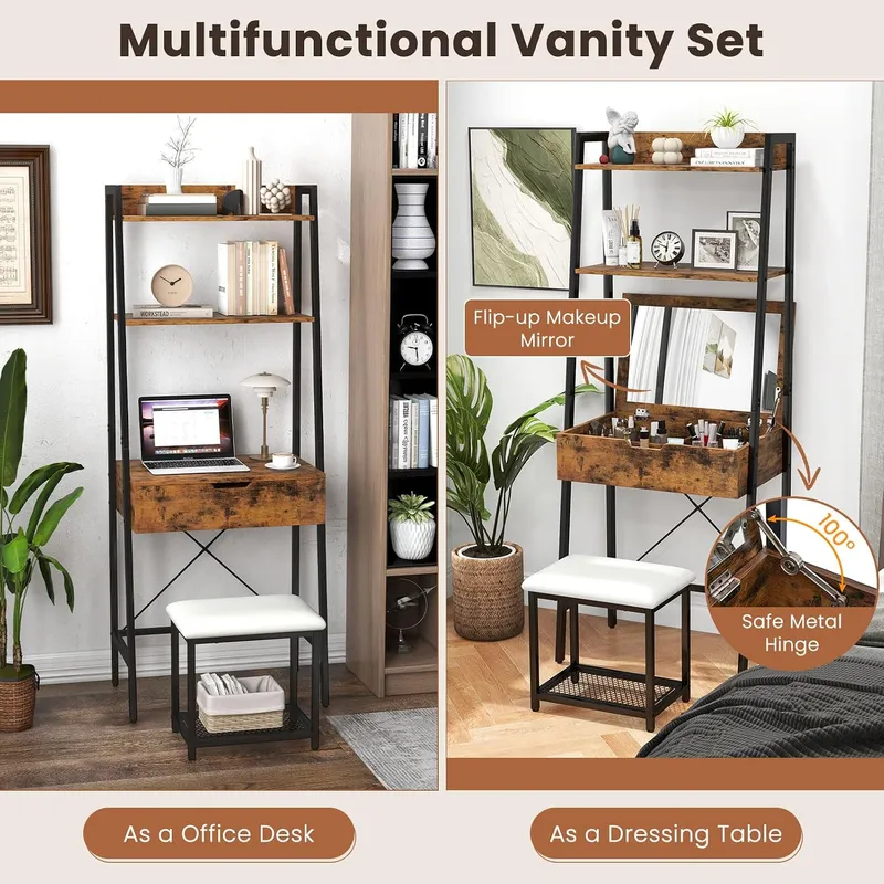 Set Meja Rias dengan Tangga da - Desk Setup Small Space ulasan dan harga