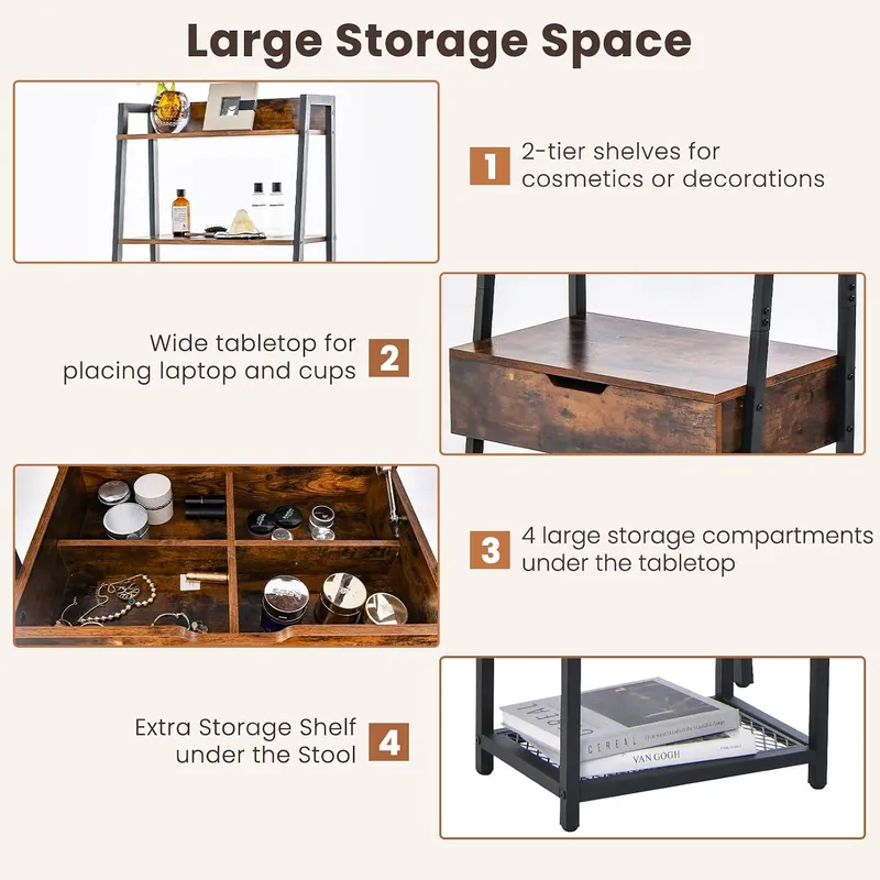 Set Meja Rias dengan Tangga da - Desk Setup Small Space ulasan dan harga